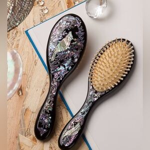 Antique Alive Real Mother of Pearl Black Iridescent Hairbrush.